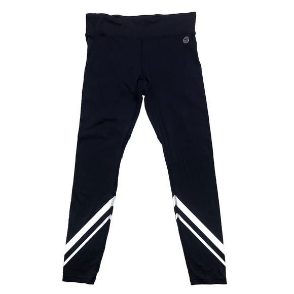 Tory‎ Burch Tory Sport Leggings Women's L Navy White Stripes Chevron Sculpting - Picture 1 of 16